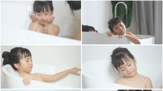 女孩浴缸冲凉洗澡