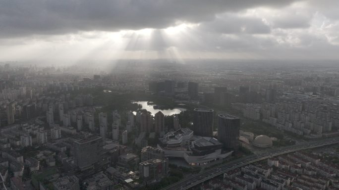 4K-Log-航拍上海新静安大宁地区全景