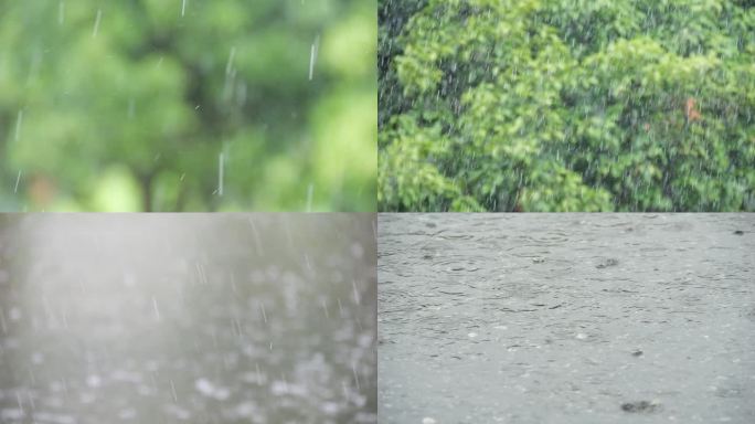 雨天下雨雨水谷雨空镜