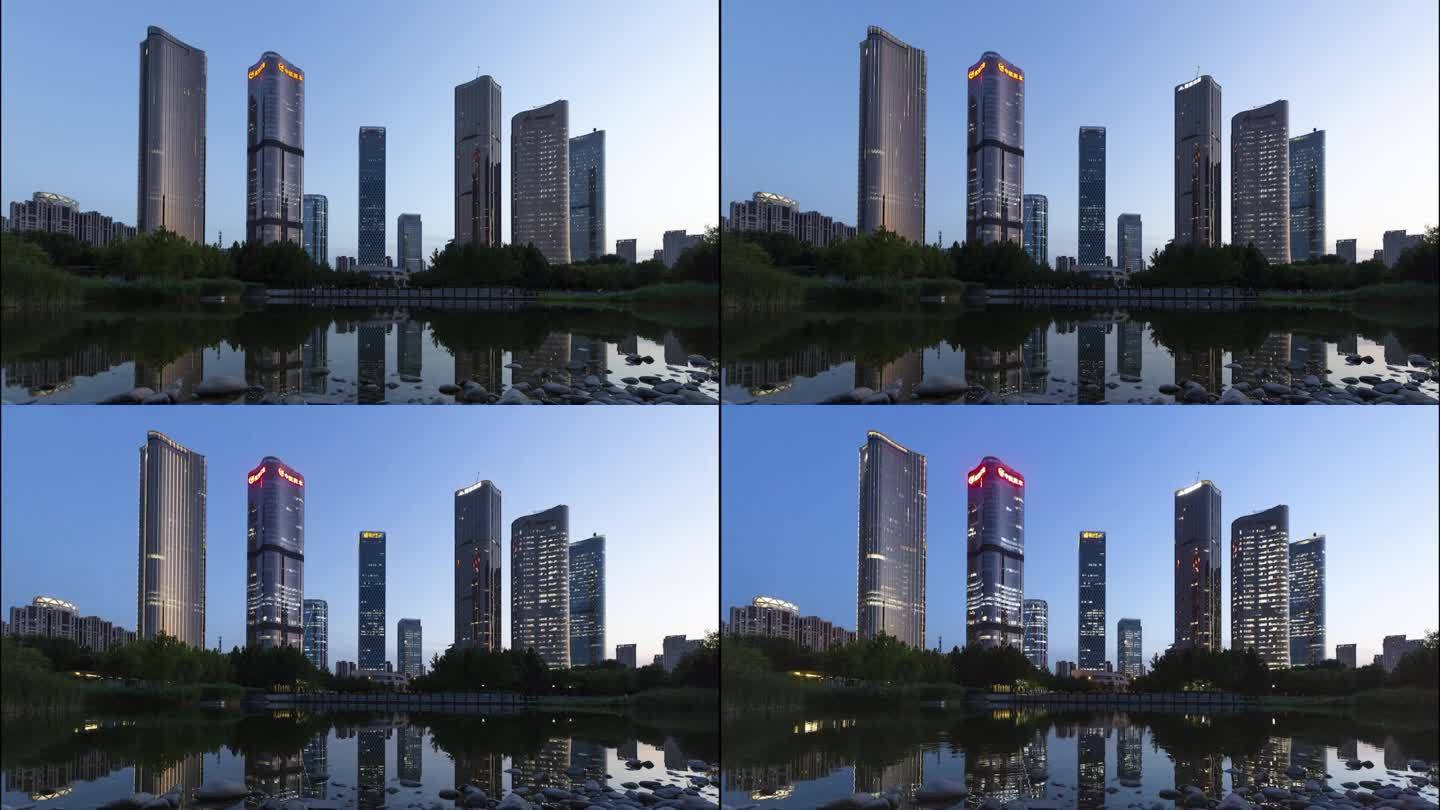 北京望京日转夜延时摄影