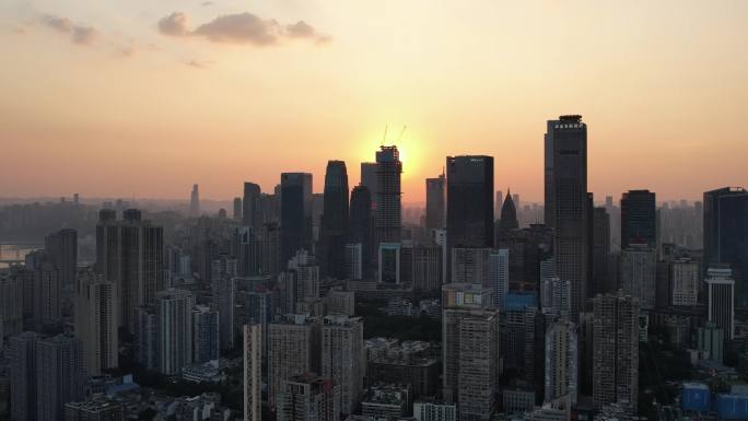 4K航拍重庆渝中城区唯美夕阳