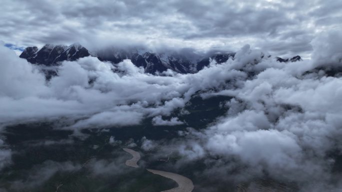 米拉山 思金拉措 航拍 湖 西藏 林芝