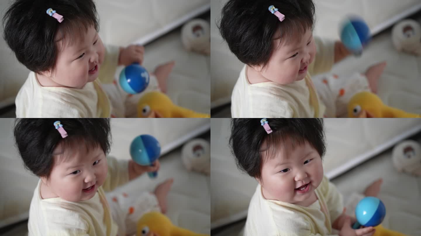 【4k慢动作】中国宝宝高兴微笑健康成长