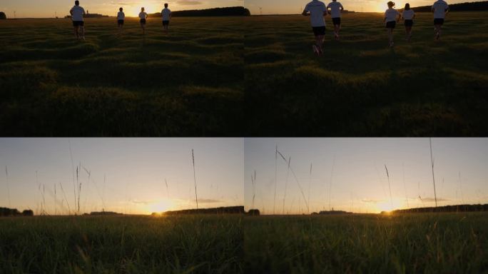 夕阳下奔跑的人