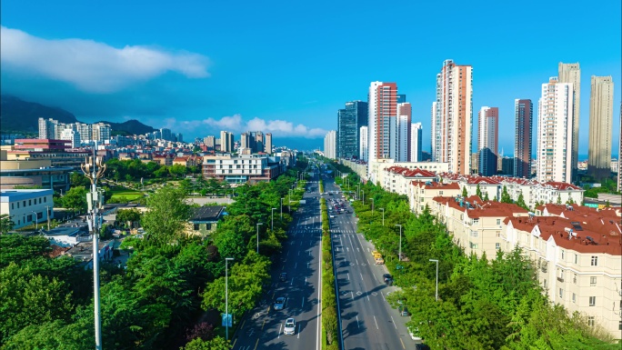 航拍延时-青岛沿海公路