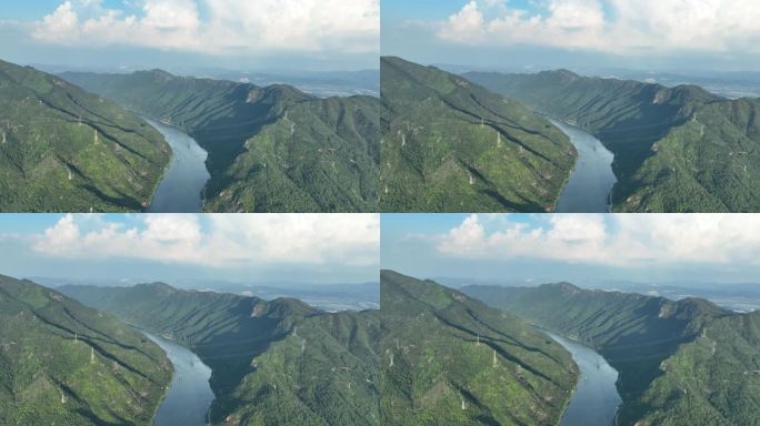 清远北江伦洲岛山川江河飞来峡峡谷航拍景色