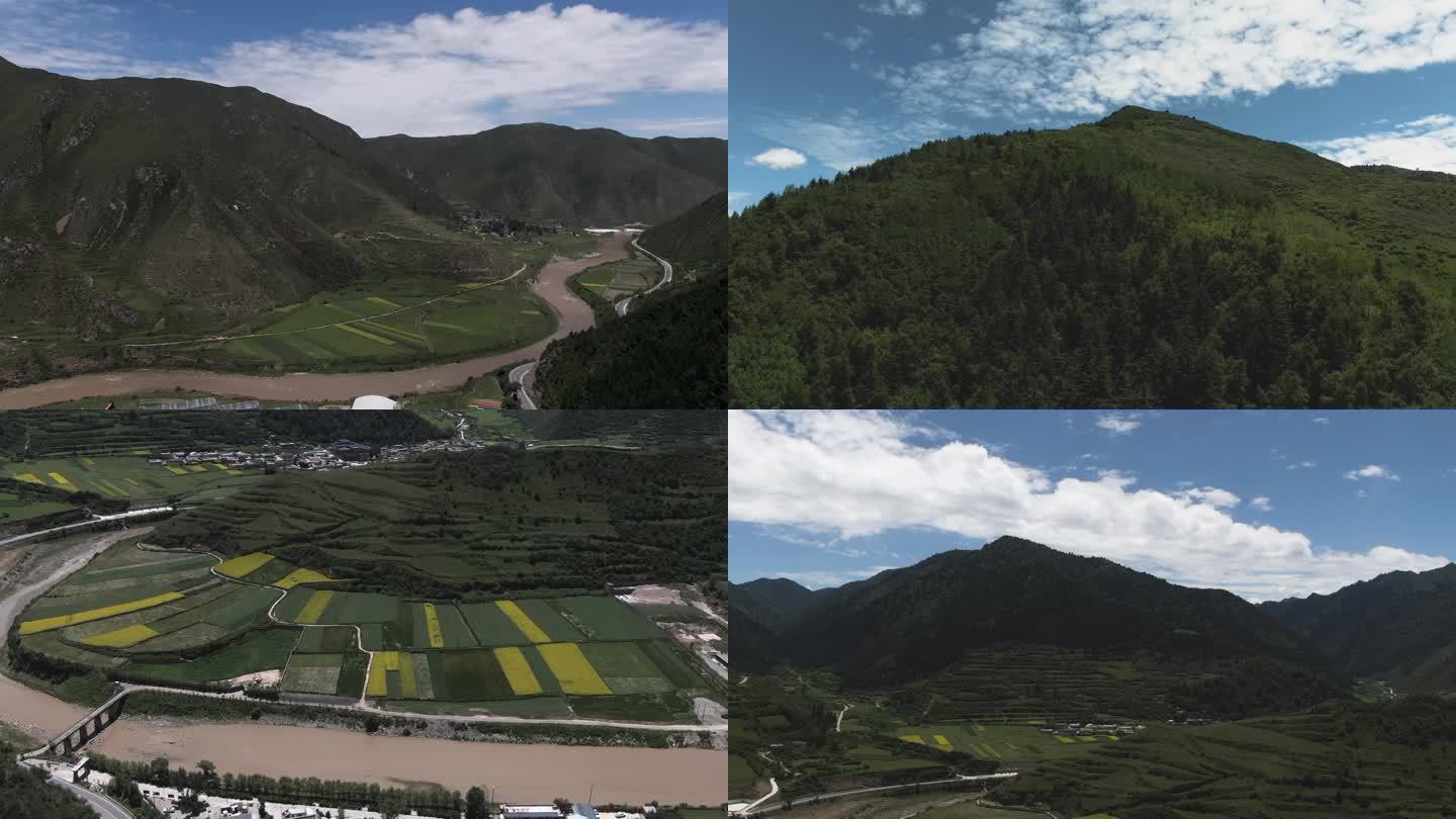 西部风景绿水青山大山梯田航拍4k1