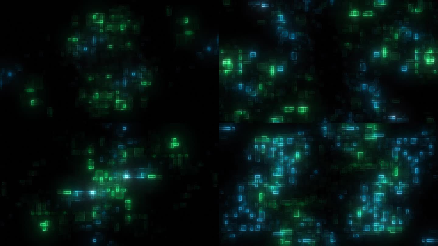 科技赛博朋克蓝绿配色方块背景
