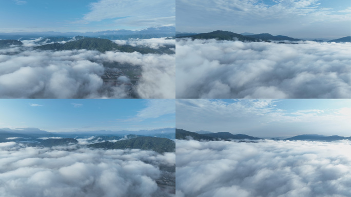 大自然风光群山云雾云海航拍视频素材