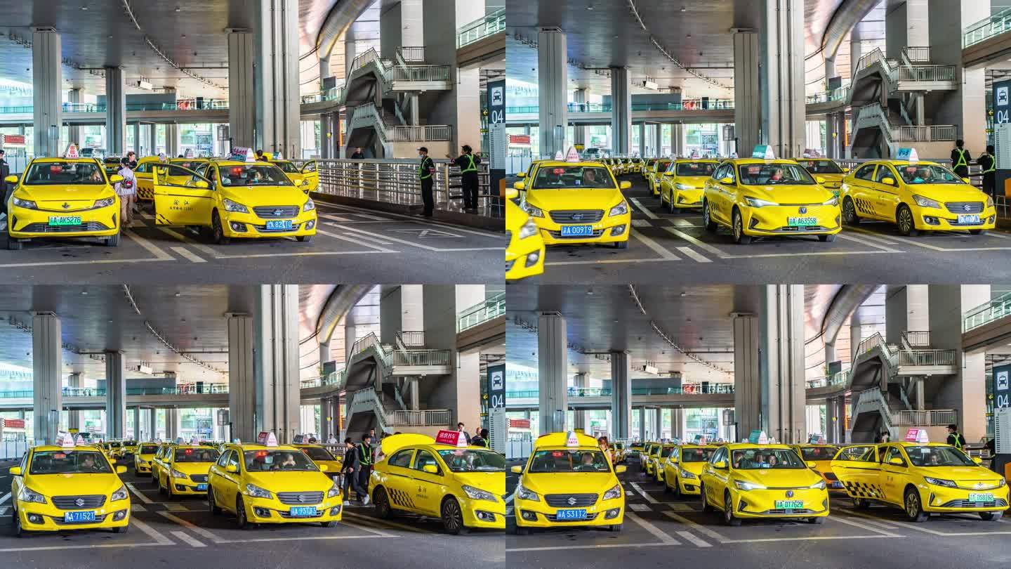 4K延时重庆机场出租车