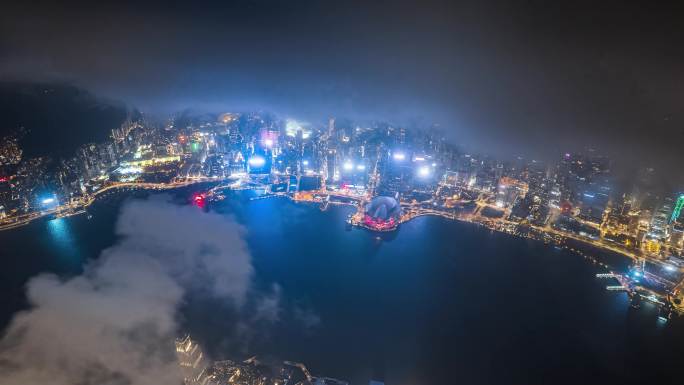 香港维多利亚港夜景延时1