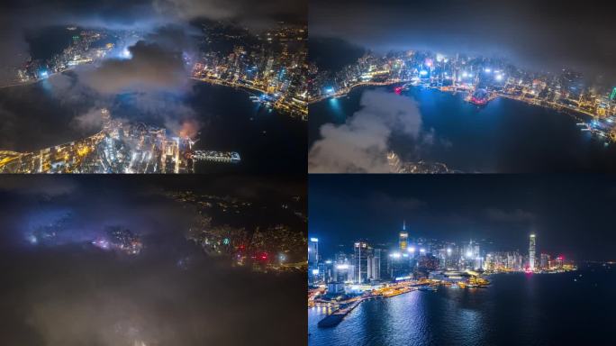 香港维多利亚港夜景延时1