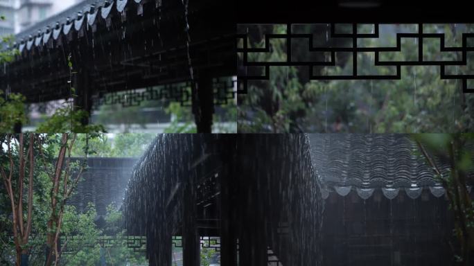 4K江南古建筑雨景