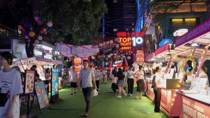 佛山地标创意产业园夜市夜景夜经济逛街