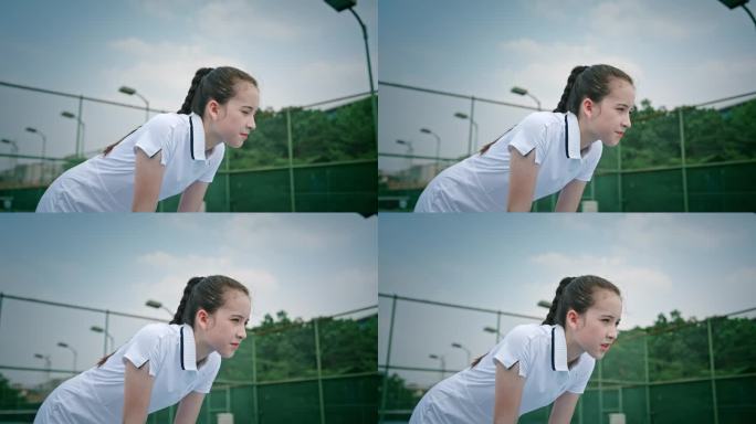 打网球流汗女孩