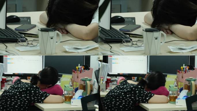 办公室午睡 办公桌上午睡 白领午睡 摸鱼