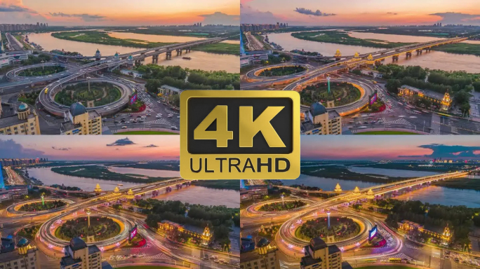 哈尔滨松花江公路大桥日转夜4K延时