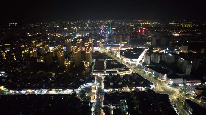 江苏宿迁城市夜景灯光交通航拍