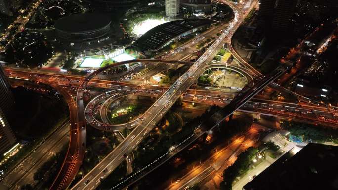 上海浦西漕溪北路高架夜景