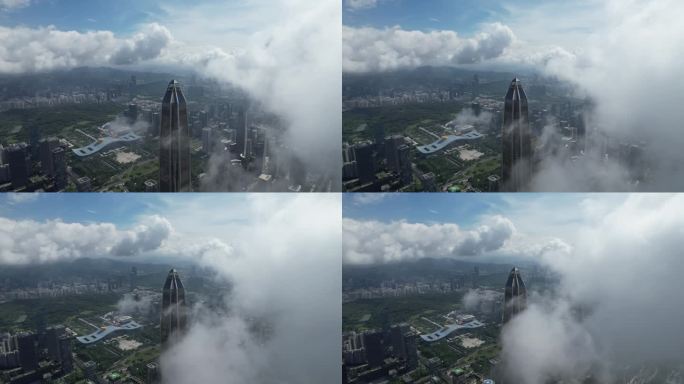 城市云海穿云航拍