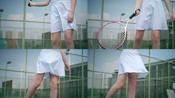 女孩打网球挥拍