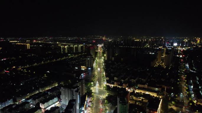 江苏宿迁城市夜景灯光交通航拍