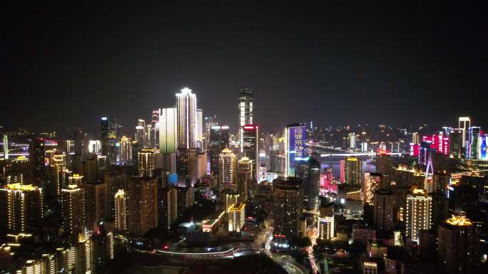 4K航拍重庆渝中区夜景大环绕