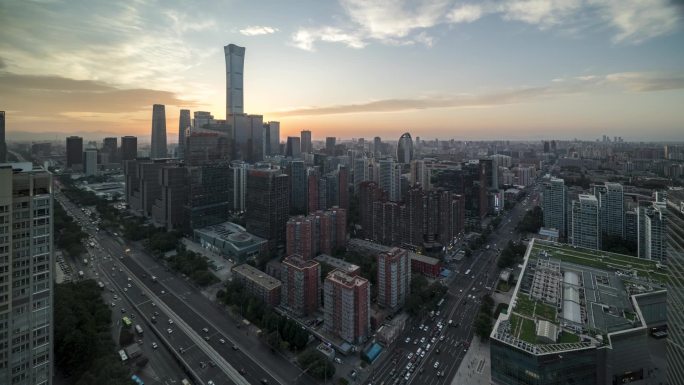 北京大V国贸日转夜延时摄影