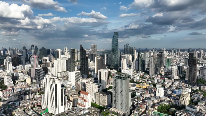 泰国航拍曼谷CBD城市高楼天际线风光