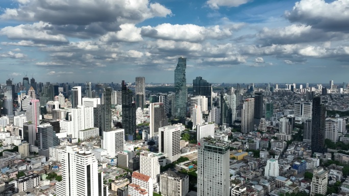 泰国航拍曼谷城市高楼天际线风光