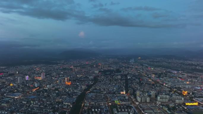 云南瑞丽市夜景延时视频