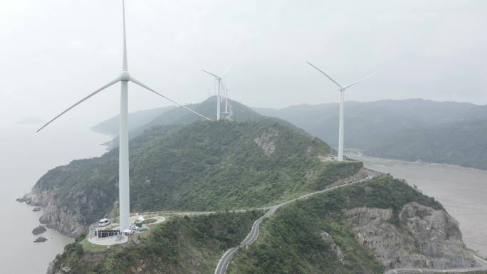 航拍LOG台州1号公路风力发电合集4K4