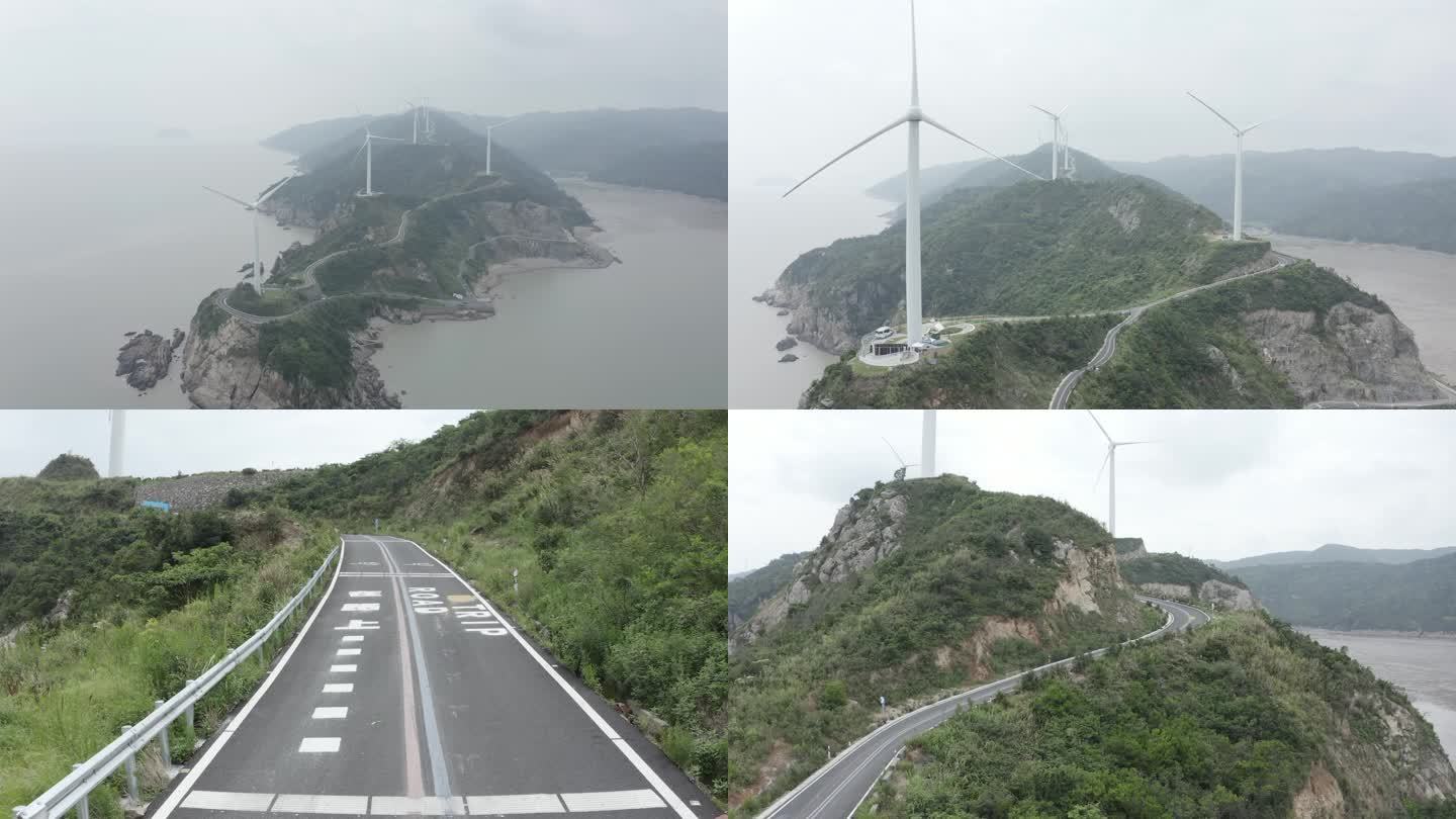 航拍LOG台州1号公路风力发电合集4K4