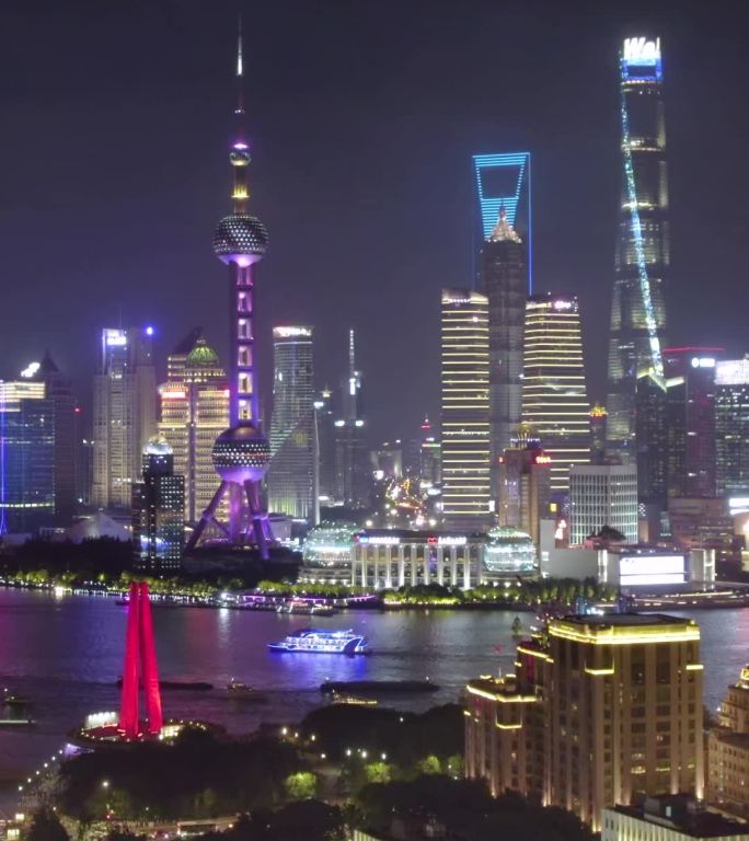 上海陆家嘴CBD外滩夜景