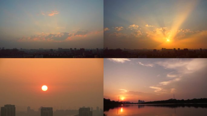 日出日落旭日东升河边落日夕阳西下晚霞落日