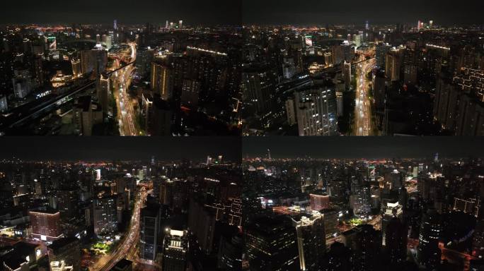 上海漕溪北路夜景航拍
