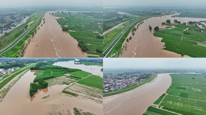 洪水流经农村 淹没农田