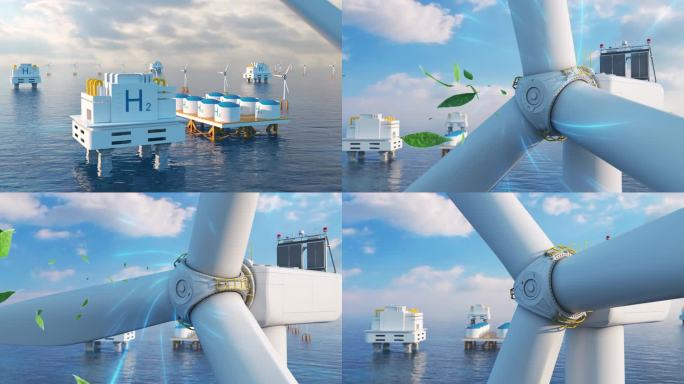 【4K】氢能源  海上风力发电