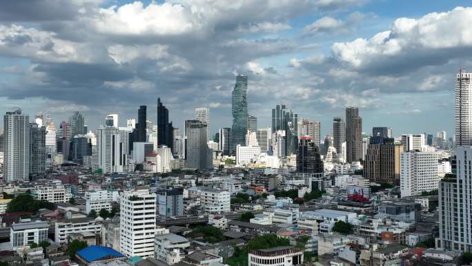泰国航拍曼谷CBD城市地标高楼天际线风光