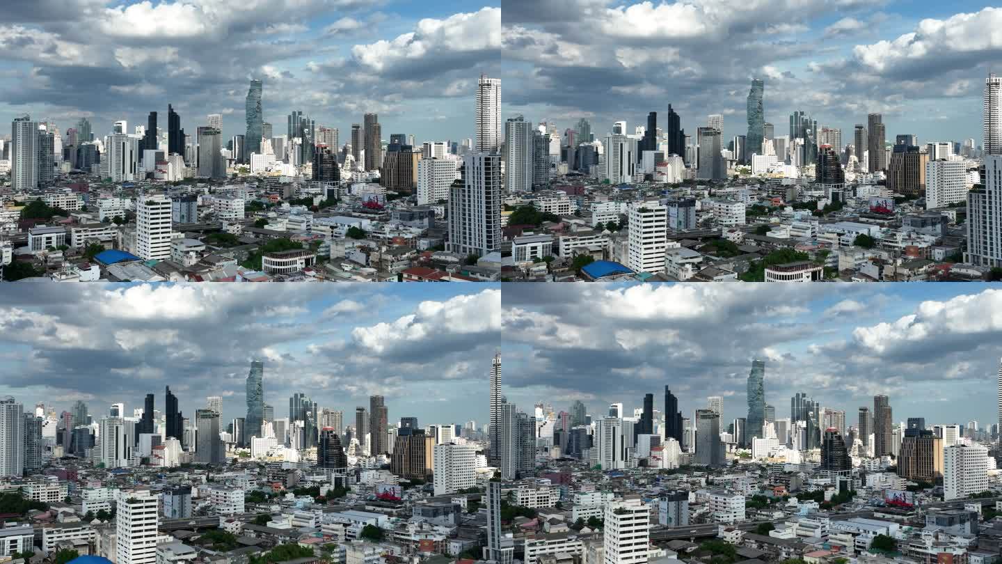 泰国航拍曼谷CBD城市地标高楼天际线风光