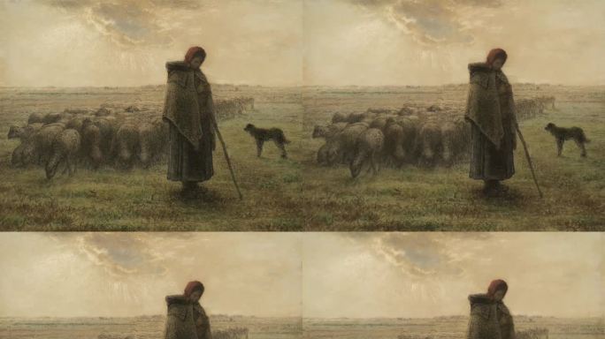 循环视频 牧羊女和她的羊群