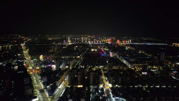 江苏宿迁城市夜景灯光交通航拍