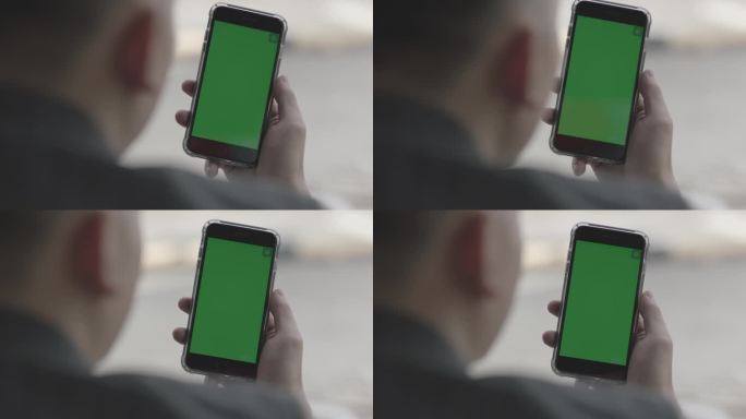 男人滑动绿幕抠像手机手机