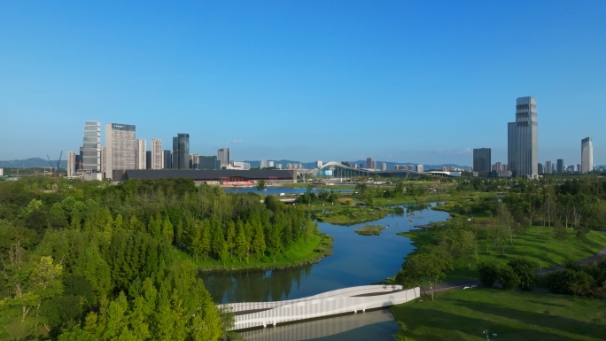 成都天府公园地标与生态4k