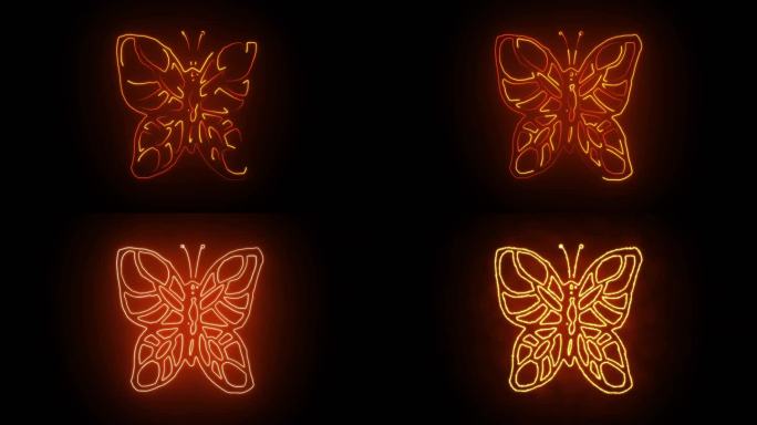 蝴蝶线描轮廓描边发光图形