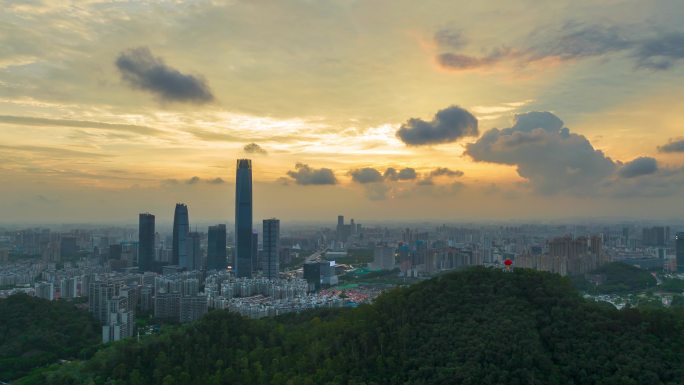 东莞航拍日落夕阳延时