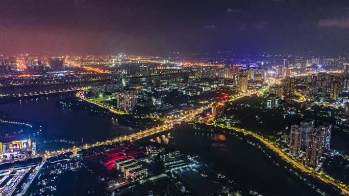 南宁相思湖片区夜景延时