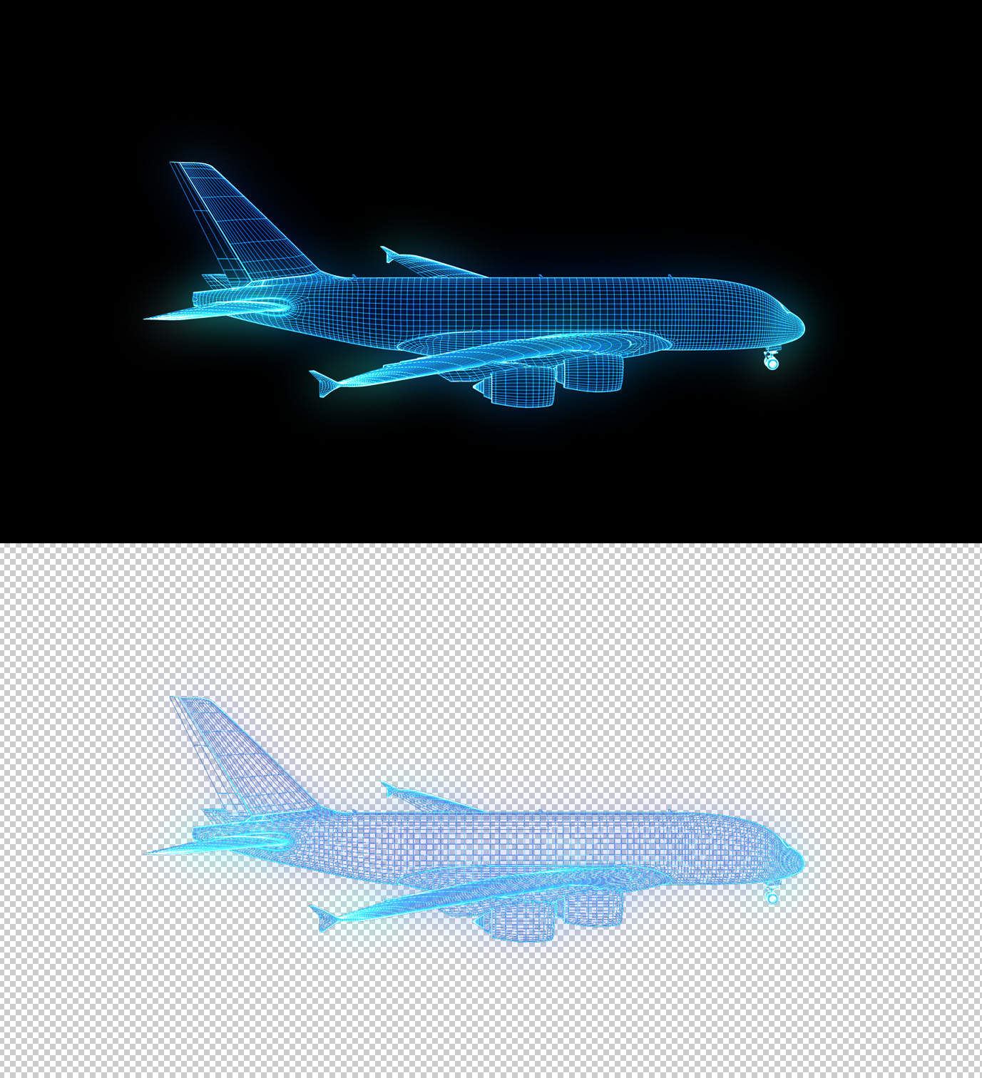 飞机蓝色科技线框