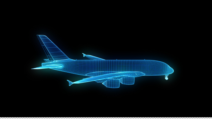 飞机蓝色科技线框