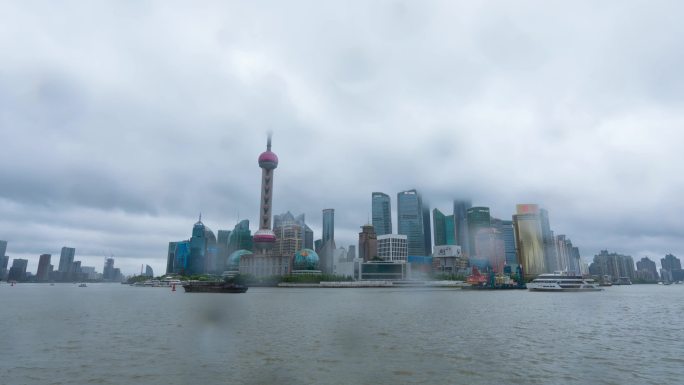 上海外滩阴雨天延时